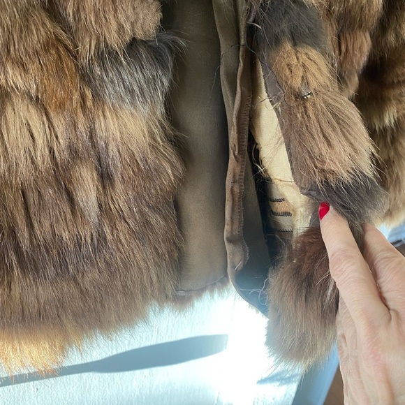 Vintage Real Brown/Tan Fur Jacket Women's Large - Picture 10 of 12